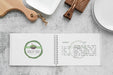 Free Top View Of Chopping Board With Notebook Psd