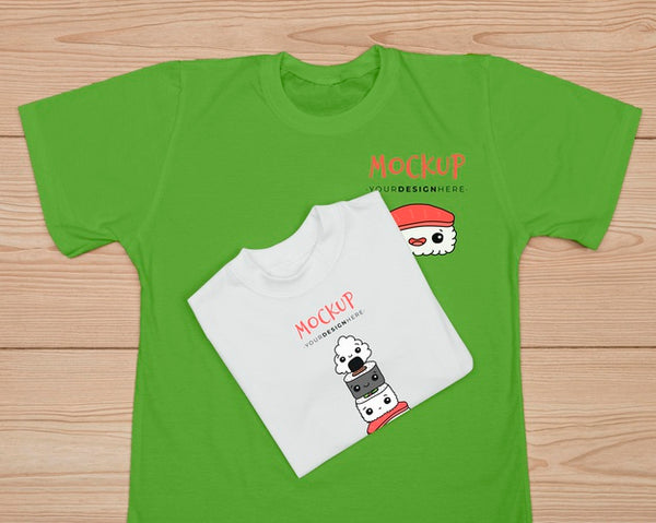 Free Top View Of Cute T-Shirt Concept Mock-Up Psd