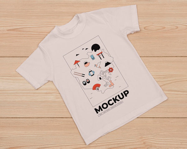 Free Top View Of Cute T-Shirt Concept Mock-Up Psd