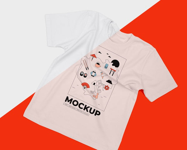 Free Top View Of Cute T-Shirt Concept Mock-Up Psd