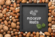 Free Top View Of Delicious Nuts Mock-Up Psd