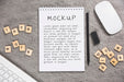 Free Top View Of Desk Concept Mock-Up Psd