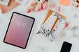 Free Top View Of Digital Devices Mockup On Table Workplace Psd