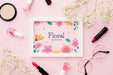 Free Top View Of Frame With Flowers And Make-Up Essentials Psd