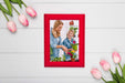 Free Top View Of Frame With Spring Tulips Psd