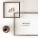 Free Top View Of Frames For House Decor With Vase Psd