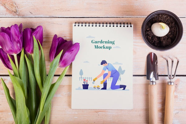 Free Top View Of Gardening Concept Mock-Up Psd