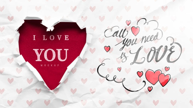Free Top View Of Heart-Shaped Rip In Paper With Message Psd – DreamBundles