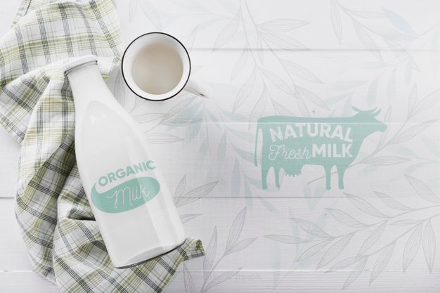 Free Top View Of Milk Bottle With Mock-Up Psd