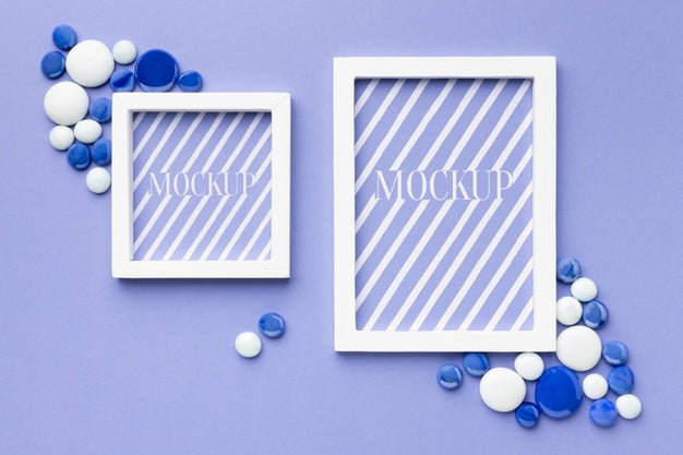 Free Top View Of Mock-Up Frames With Decor Psd