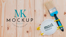 Free Top View Of Paintbrush And Mask For Plumber Psd