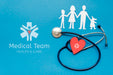 Free Top View Of Paper Family With Stethoscope Psd