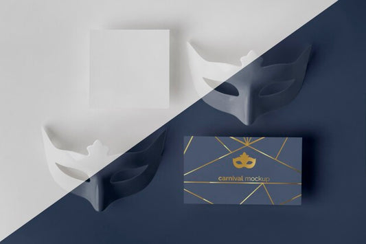 Free Top View Of Simplistic Carnival Invitation With Masks Psd