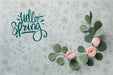 Free Top View Of Spring Roses With Leaves Psd