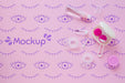 Free Top View Optics Still Life Arrangement On Pink Background Mock-Up Psd
