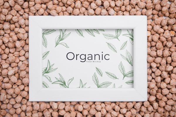 Free Top View Organic Frame Surrounded By Chickpeas Psd