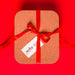 Free Top View Present With Ribbon And Tag Psd