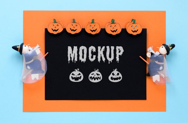 Free Top View Spooky Arrangement With Witches Psd