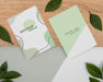 Free Top View Stationery Leaves And Wooden Piece Psd