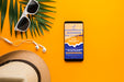 Free Top View Sunglasses With Hat And Mobile Phone Psd