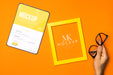 Free Top View Tablet And Frame Arrangement Psd
