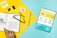 Free Top View Tablet And Notebook Arrangement Psd