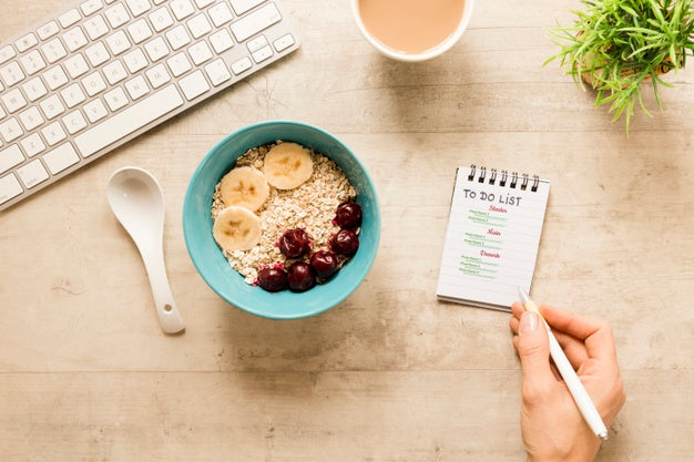Free Top View Tasty Breakfast With Cereal Bowl Psd