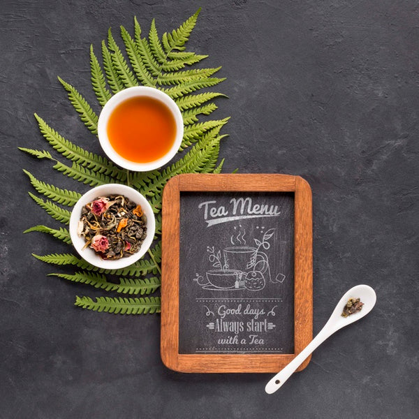 Free Top View Tea Menu With Herbs And Spices Psd
