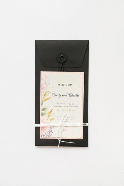 Free Top View Wedding Invitation With Mock-Up Psd