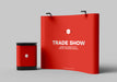 Free Trade Show Banner Stand Backdrop With Display Counter Mockup Psd