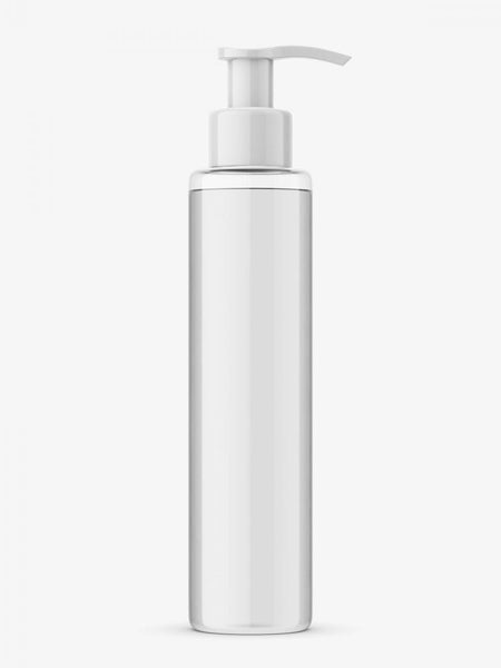 Free Transparent Bottle With Pump Mockup