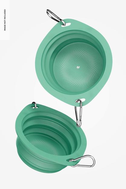 Free Travel Dog Bowls Mockup, Falling Psd