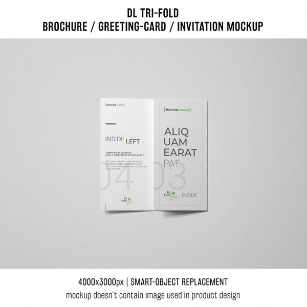 Free Trifold Brochure Or Invitation Mockup Concept Psd