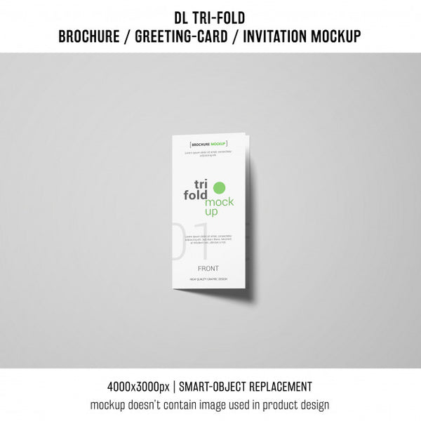 Free Trifold Brochure Or Invitation Mockup On Grey Background Psd