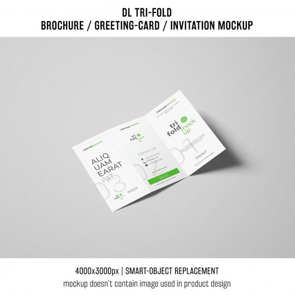 Free Trifold Brochure Or Invitation Mockup Psd