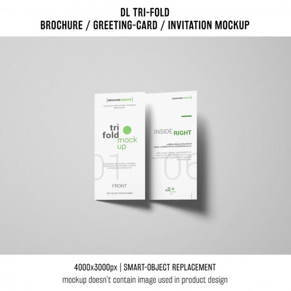 Free Trifold Brochure Or Invitation Mockup With Shadows Psd