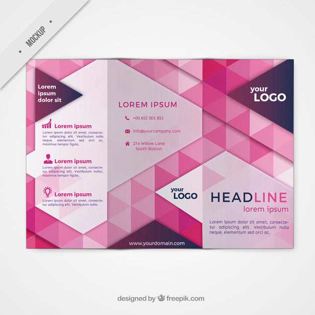 Free Trifold Mockup In Modern Style Psd