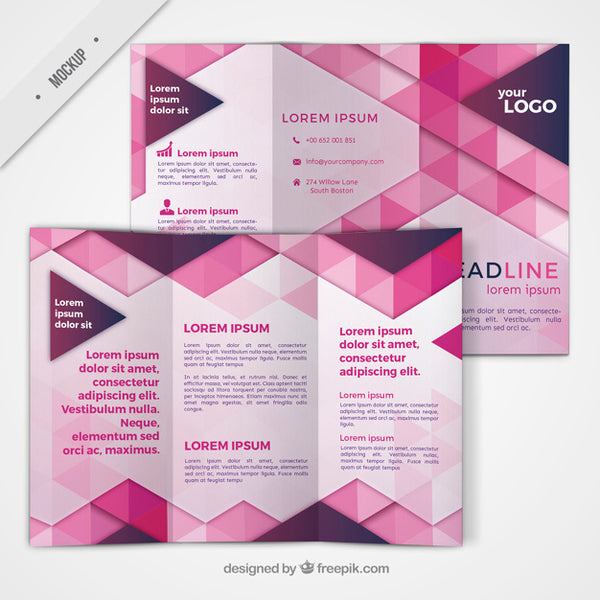 Free Trifold With Geometric Shapes In Pink Color Psd