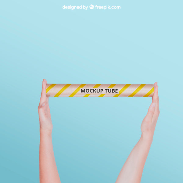 Free Tube Mockup With Arms Psd