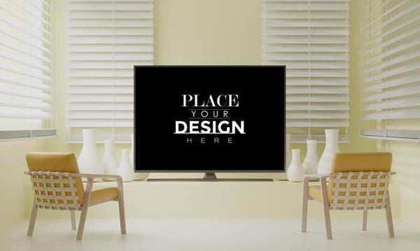 Free Tv In Living Room Mockup Psd