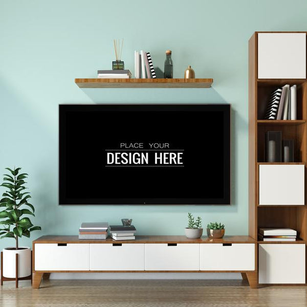 Free Tv In Living Room Mockup Psd