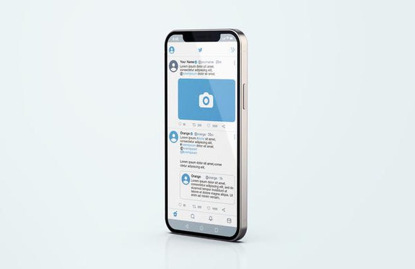Free Twitter On Silver Mobile Phone Mockup Psd
