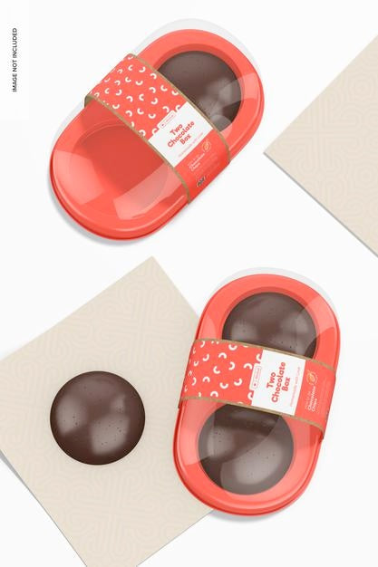 Free Two Chocolate Box Mockup, Top View Psd