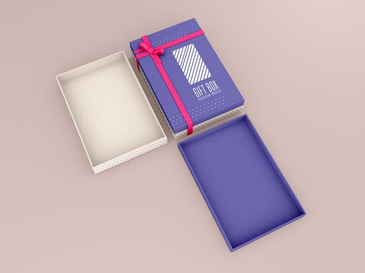 Free Two Decorated Gift Box Mockup Psd