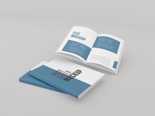 Free Two Hard Cover With Open Book Mockup Psd