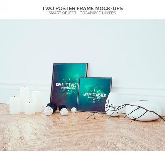 Free Two Poster Frame Mock-Ups Psd