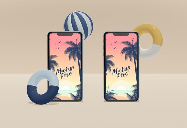 Free Two Smartphones Mock-Up Psd