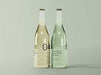 Free Two Transparent Glass Bottles Mockup