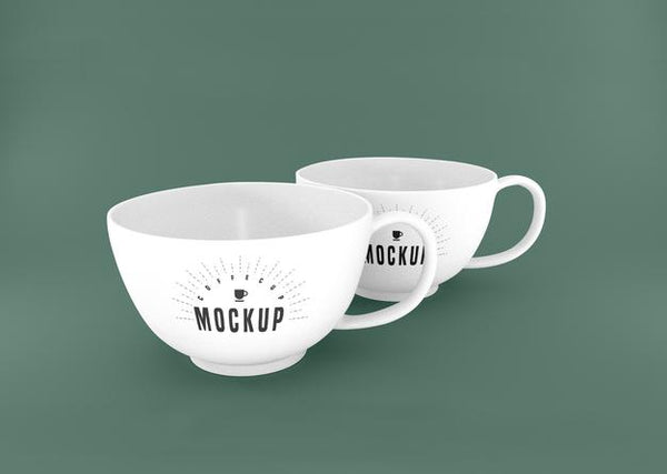 Free Two White Coffee Cup Psd Mockup Psd