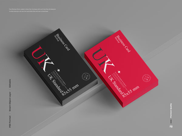 Free Uk Standard 85×55 Mm Business Card Mockup
